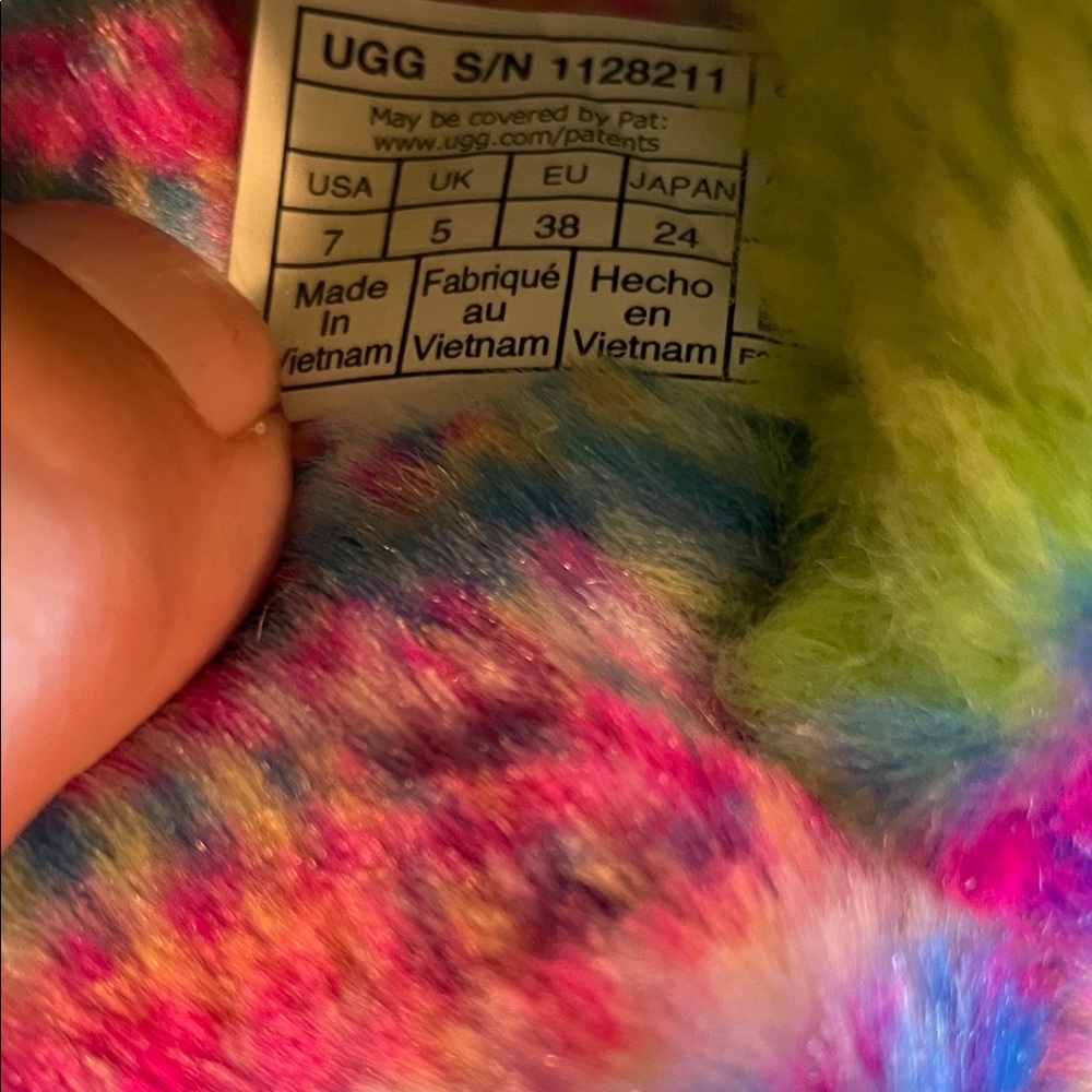 UGG Pink and Green Fluffita in Pixelate Platform Sandals with Fuzzy Upper - Picture 11 of 11